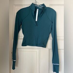 Lululemon Rulu Cropped Half-Zip Pullover – Green | Size 2